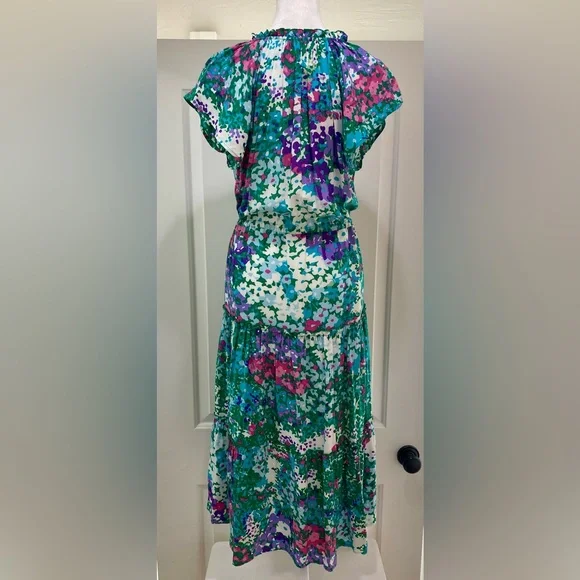 NWOT RAILS Juni Floral Tie Waist Midi Dress - Picture 6 of 11